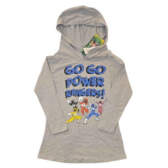 Tops - Power Rangers Women's Heather Gray‎ Lightweight Graphic Hoodie Pullover NWT XS